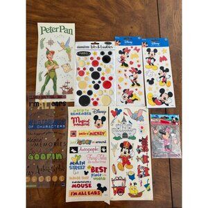 New! Disney Mickey, Minnie, Disneyland, Peter Pan Stickers & Embellishments